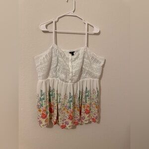 Women’s Torrid Babydoll Gauze Crochet White Floral Trim Cami Plus Size 5 (5X)
